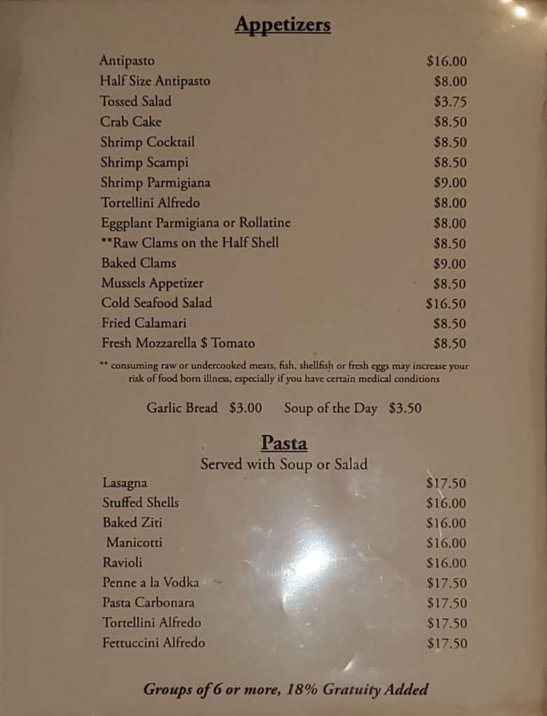 Onofrio’s menu 3